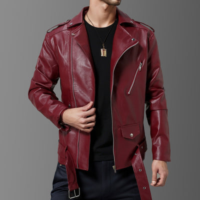 Chaqueta de Cuero Ajustada con Solapa - Image 11
