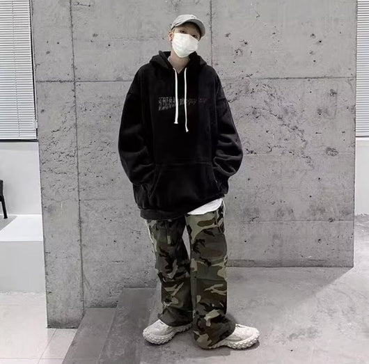 Sudadera con Capucha Forrada en Fleece Estilo Americano para Otoño e Invierno - Image 10