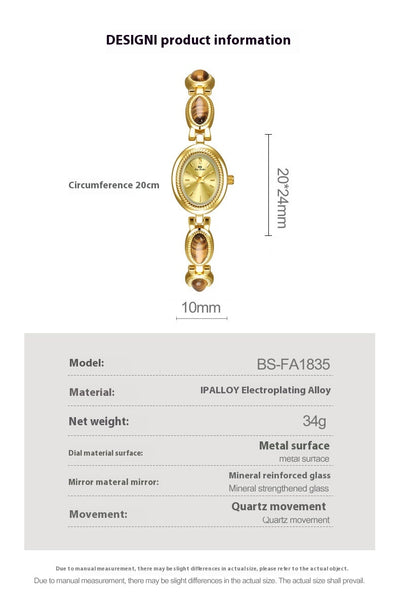 Reloj de Cadena Tigereye Dorado Retro BS Gold - Image 8