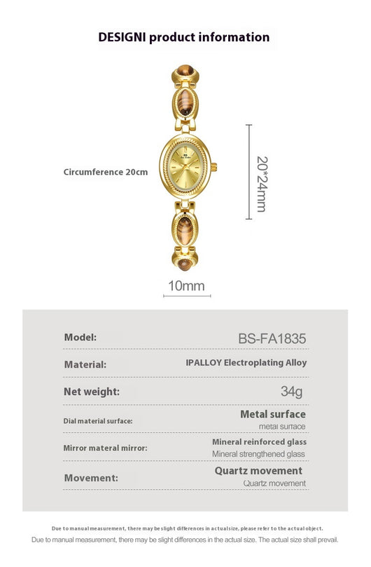 Reloj de Cadena Tigereye Dorado Retro BS Gold - Image 8