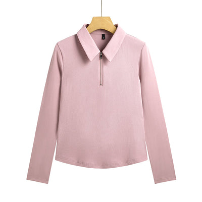 Polera Minimalista Slim Fit con Cierre de Medio Largo para Mujer - Image 7