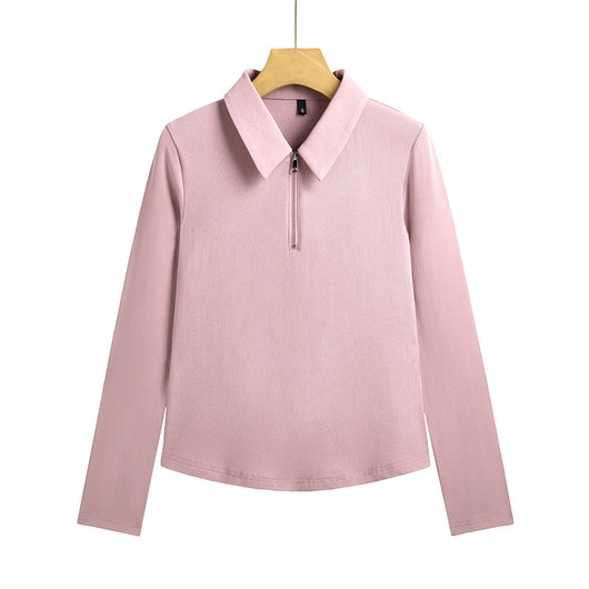 Polera Minimalista Slim Fit con Cierre de Medio Largo para Mujer - Image 7