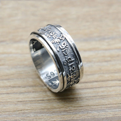 Anillo de Plata Tailandés Vintage con Mantra Vajra Daming - Image 3