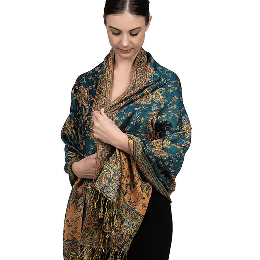 Chal Vintage Étnico Otoño Invierno con Borlas y Estampado Paisley para Mujer - Image 3