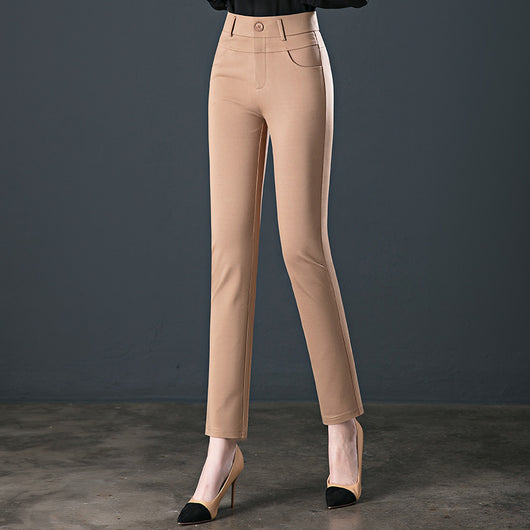 Pantalones de Cintura Alta Elásticos en Colores Sólidos para Mujer - Image 12
