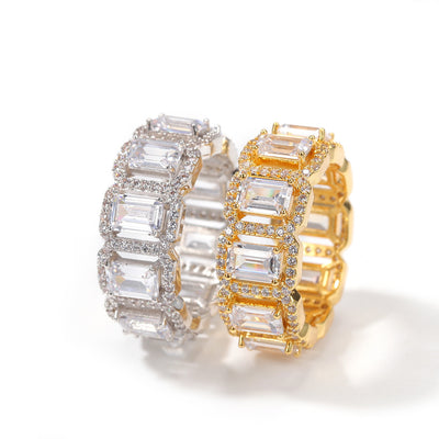 Anillo de Zirconia Rectangular Hueco Estilo Europeo y Americano