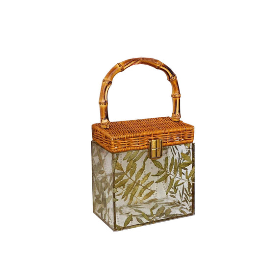 Bolsa de Mano Acrílica Transparente con Detalles de Bambú - Verano