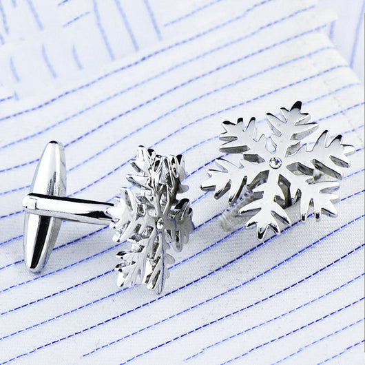 Gemelos Plateados con Diseño de Copo de Nieve y Diamante para Hombre - Image 10