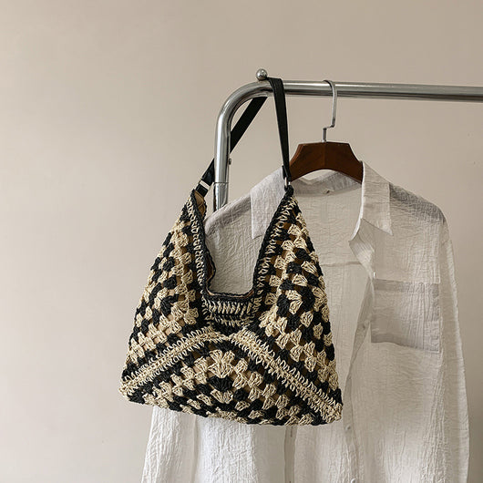 Bolso Tejido de Paja Artesanal con Contraste de Colores - Image 11