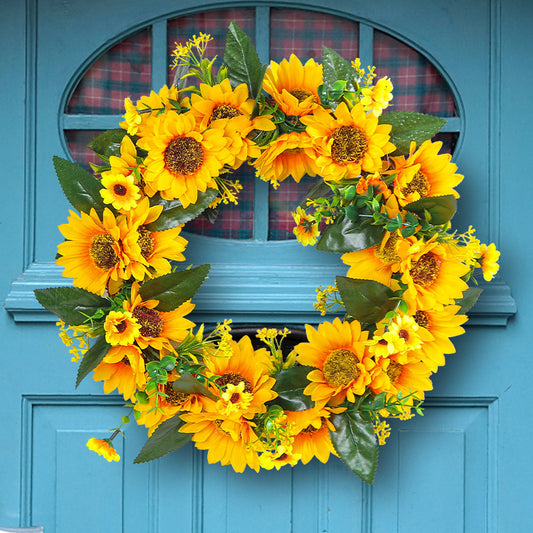 Adorno de Pared Girasol Primavera con Ratán y Madera Rústica