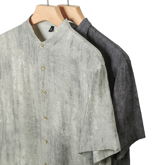 Camisa de Lino Elegante para Hombre Maduro - Cuello Mao Liso - Image 5