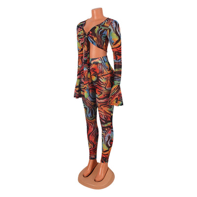 Blusa Elegante de Gasa Estampada con Manga Ajustada Efecto Reductor - Image 8