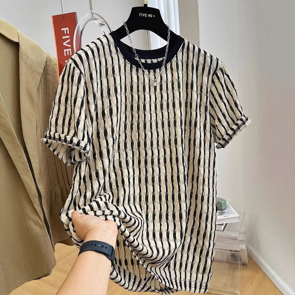 Playera Holgada de Rayas para Hombre - Comodidad Casual