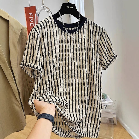 Playera Holgada de Rayas para Hombre - Comodidad Casual