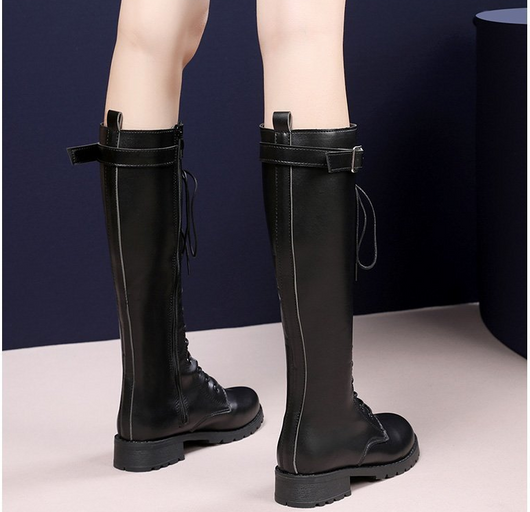 Botas Casuales de Encaje Tubo Largo y Punta Redonda - Image 12