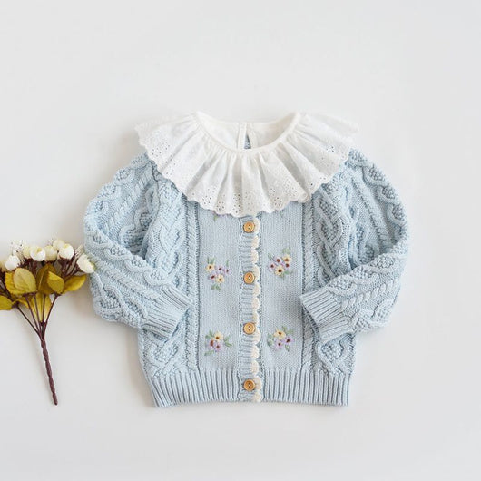 Cardigan de Bebé Flores Bordadas a Mano en Algodón - Image 3