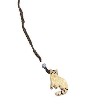 Collar Trenzado Gatito Beige Retro para Mujer - Image 5