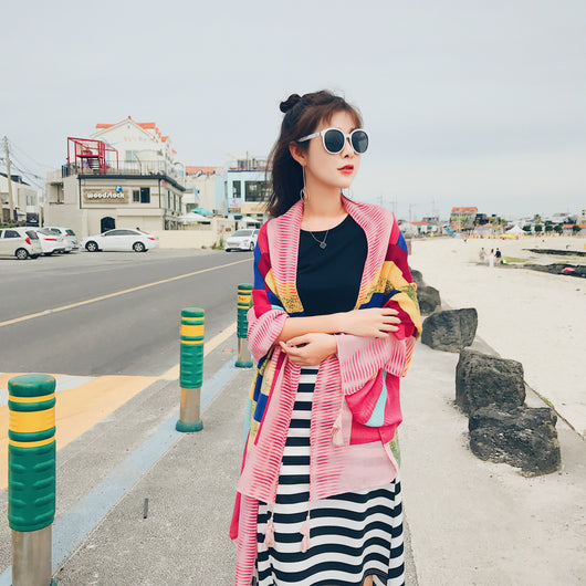 Pareo Bohemio Oversized con Protección Solar - Estilo Étnico - Image 11