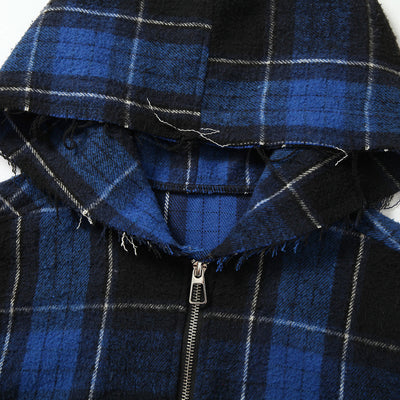 Camisa a Cuadros con Capucha Efecto Desgastado para Hombre - Image 4