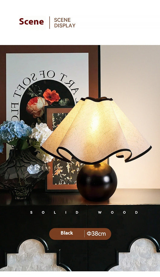 Lámpara de Mesa Retro en Madera de Nogal con Diseño Floral Creativo - Image 12