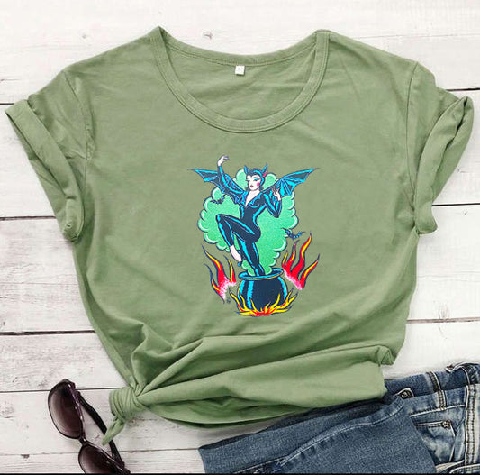 Playera Unisex de Manga Corta con Estampado de Personalidad en Colores