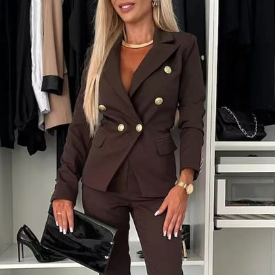 Blazer Doble Botonadura Slim con Pantalón Deportivo Mujer - Image 8