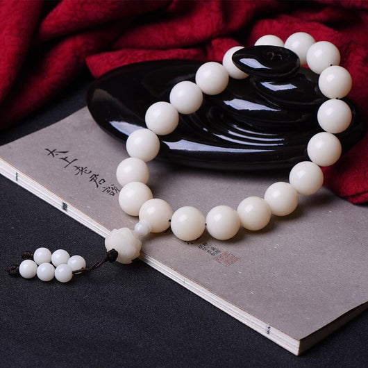 Pulsera Rosario de Jade Blanco Natural con Raíz Bodhi - 18 Cuentas - Image 9