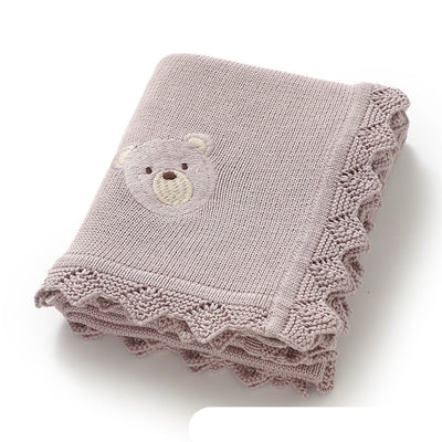 Manta Tejida Infantil con Bordado de Osito Adorable - Image 2