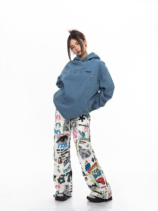 Sudadera Denim Oversized Vintage Lavado Retro - Image 4