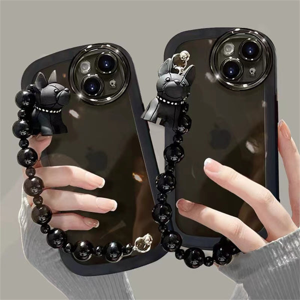 Funda Protectora para Teléfono con Diseño de Pulsera Negra Transparente