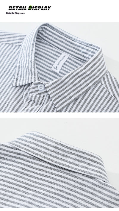 Camisa Manga Larga a Rayas Verticales para Hombre - Algodón Suelto y Cómodo - Image 13