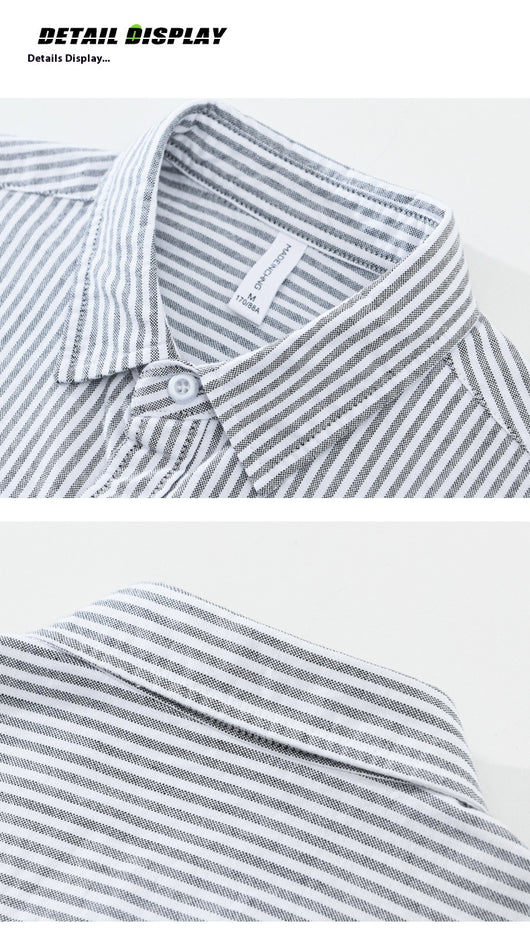 Camisa Manga Larga a Rayas Verticales para Hombre - Algodón Suelto y Cómodo - Image 13