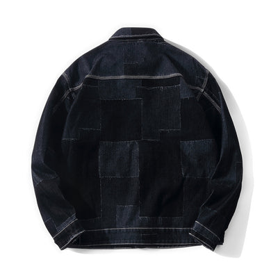 Chaqueta Denim Vintage con Paneles Texturizados para Hombre - Image 19