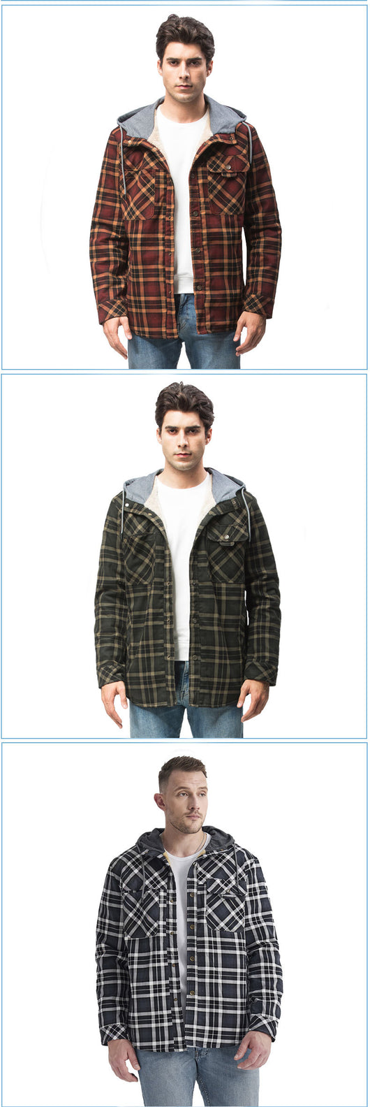 Chaqueta Acolchada Térmica a Cuadros con Capucha y Forro Polar para Hombre - Image 15