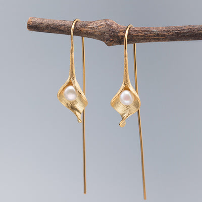 Aretes de Plata 925 con Perla Estilo Antiguo para Mujer