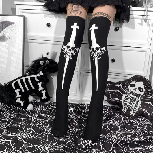Medias Largas Calavera para Mujer - Diseño Halloween Hasta la Rodilla - Image 17