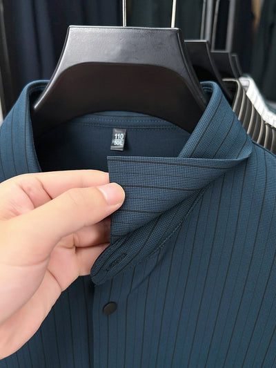 Camisa de Rayas Verticales para Hombre - Primavera y Otoño - Image 17