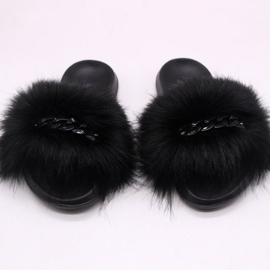 Pantuflas de Piel Sintética de Zorro con Cadena - Sandalias Peluche Cómodas - Image 17