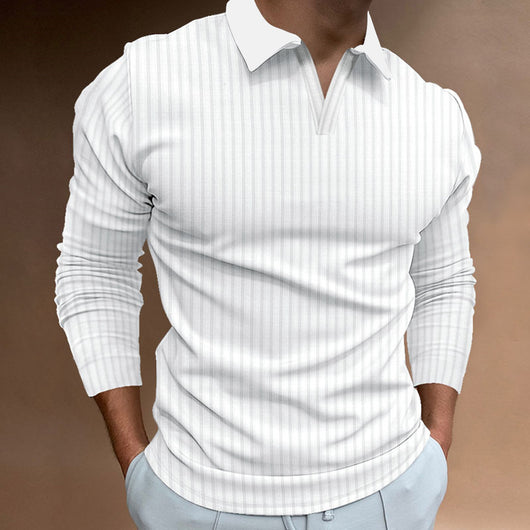 Camisa Casual Ejecutiva de Manga Larga con Solapa - Colores Sólidos para Hombre - Image 3