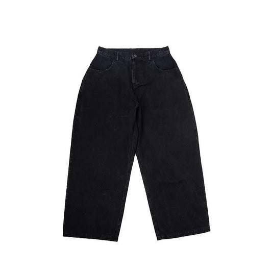 Jeans Retro Americano Oversize con Bordado y Cintura Ancha Efecto Desgastado - Image 2