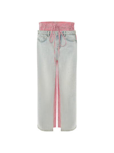 Jeans Rosa con Diseño Patchwork Cuadros para Mujer - Image 13