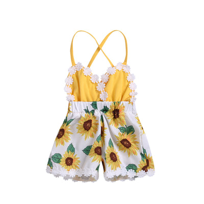 Jumpsuit Infantil Niña con Tirantes Girasol y Encaje