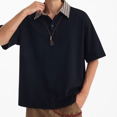 Camisa Retro de Cuadros con Solapa - Diseño Vintage de Dos Tonos