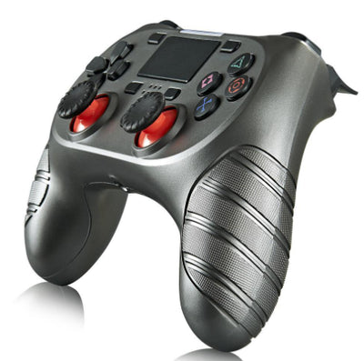 Black wireless game controller for PS4 with red joysticks, textured grips, and standard control buttons. - Image 6