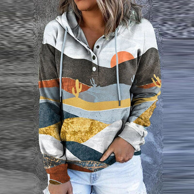 Sudadera con Capucha Estampado Paisaje de Manga Larga - Image 7