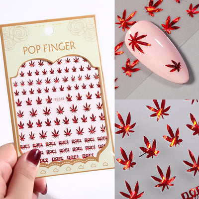 Stickers de Uñas 3D Hoja de Arce con Bronce Láser - Diseño DIY 6 Colores - Image 8