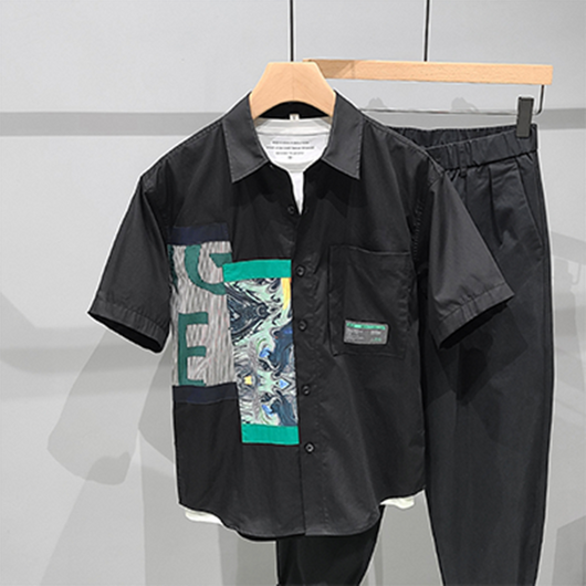 Camisa Colorblock de Manga Corta con Bolsillo para Hombre - Image 5