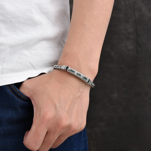 Pulsera de Plata Esterlina con Cuerda de Cáñamo y Circones Tejidos a Mano - Image 7