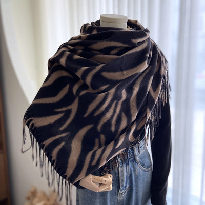 Pashmina Estampada con Rayas y Borlas - Lujo y Calidez - Image 3