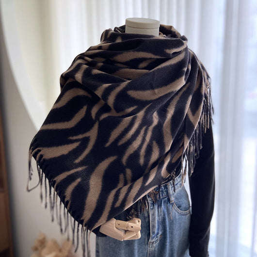 Pashmina Estampada con Rayas y Borlas - Lujo y Calidez - Image 3